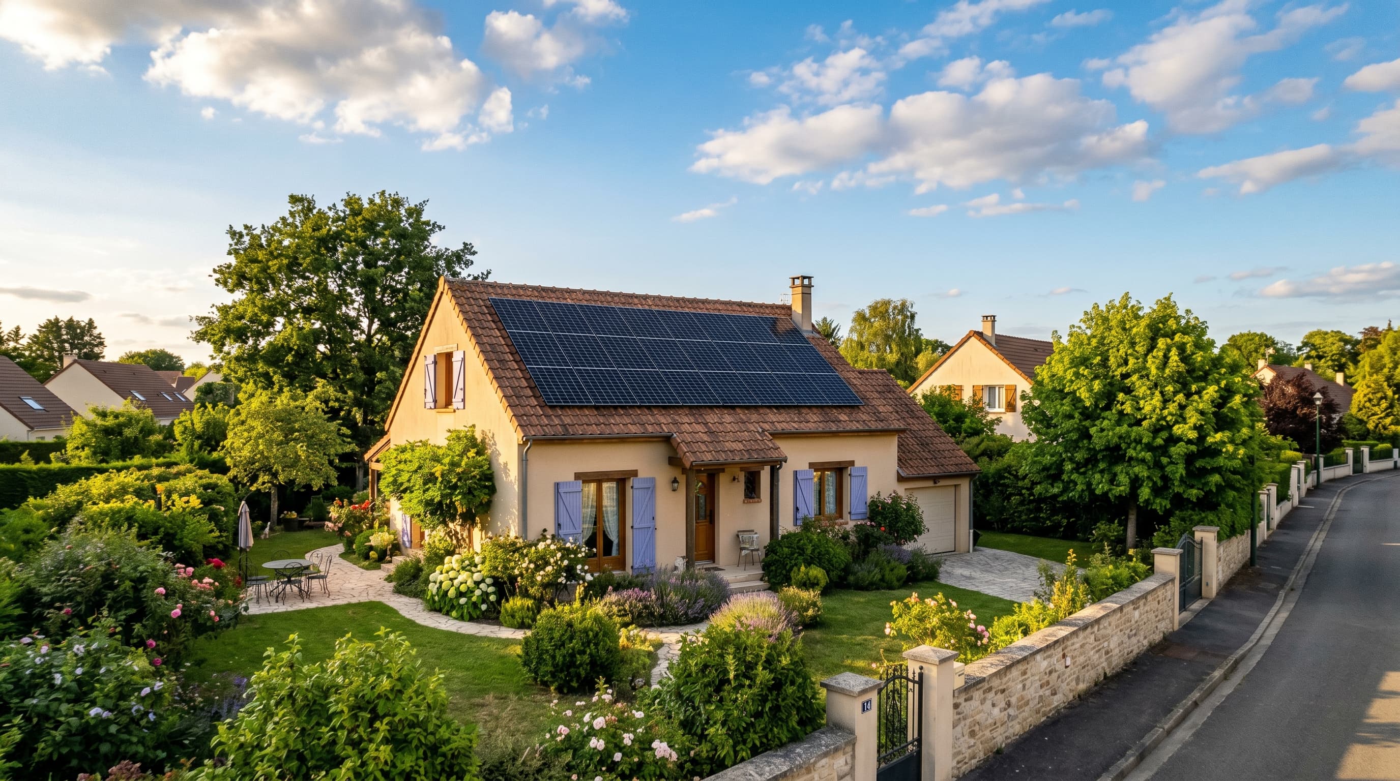 Installation panneaux solaires à Dijon — maison avec panneaux solaires sur toit
